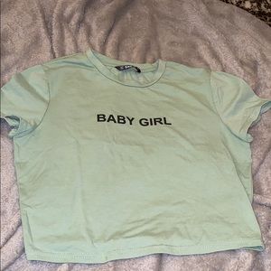 Green Baby Girl print crop top